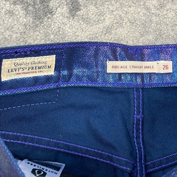 New Levis Shine Ribcage Straight Ankle Jeans Candy Coated Purple Iridescent 26 - Picture 10 of 17